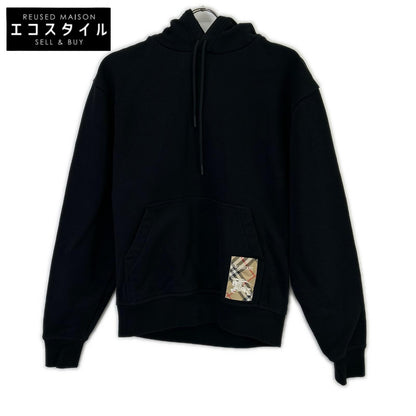 BURBERRY バーバリー 25年製 8105364 ブラック チェックラベル コットン プルオーバー フーディー トップス