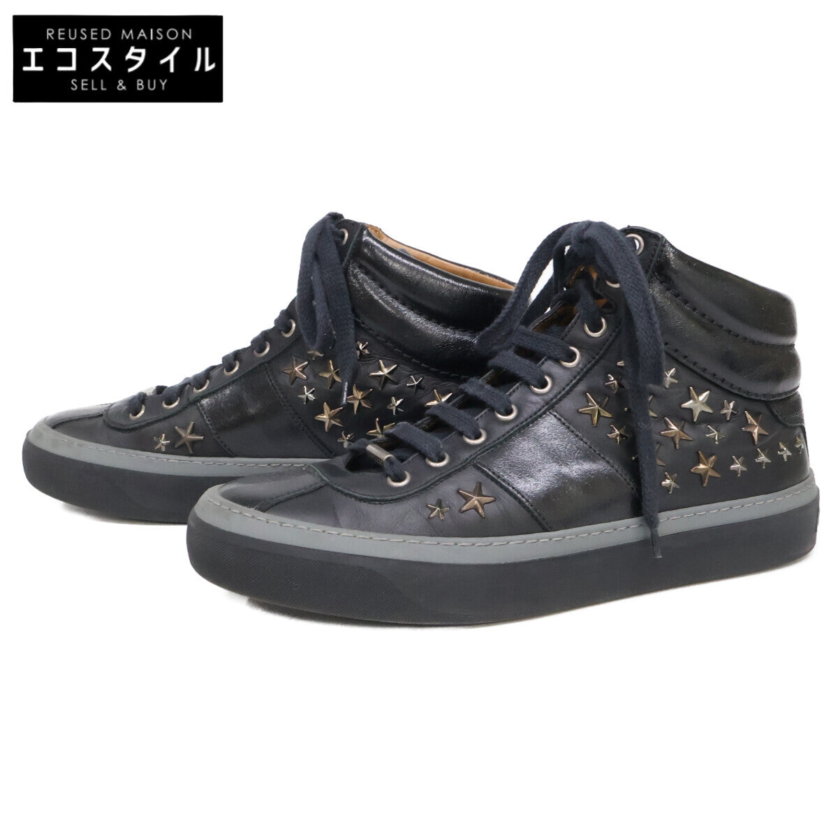 JIMMY CHOO ジミーチュウ スタースタッズ レザー ハイカットスニーカー シューズ
