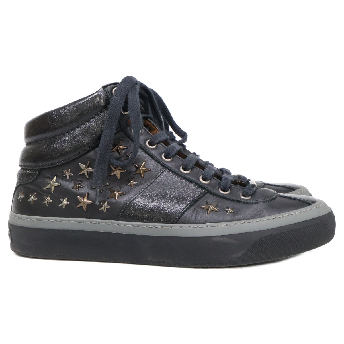 JIMMY CHOO ジミーチュウ スタースタッズ レザー ハイカットスニーカー シューズ