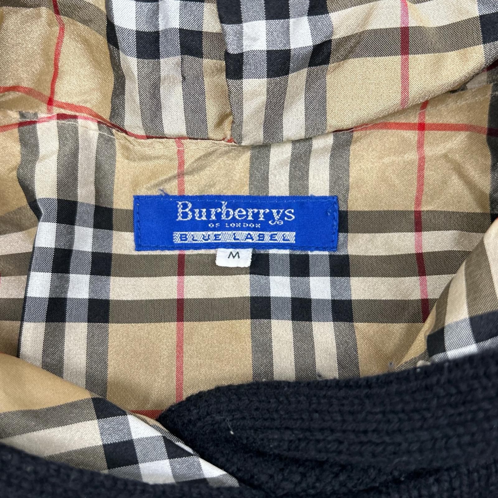Burberry Blue Label バーバリーブルーレーベル ブラック ウール 裏地チェック サイドジップ パーカー トップス
