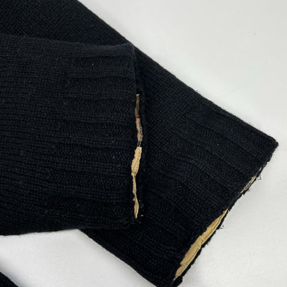 Burberry Blue Label バーバリーブルーレーベル ブラック ウール 裏地チェック サイドジップ パーカー トップス