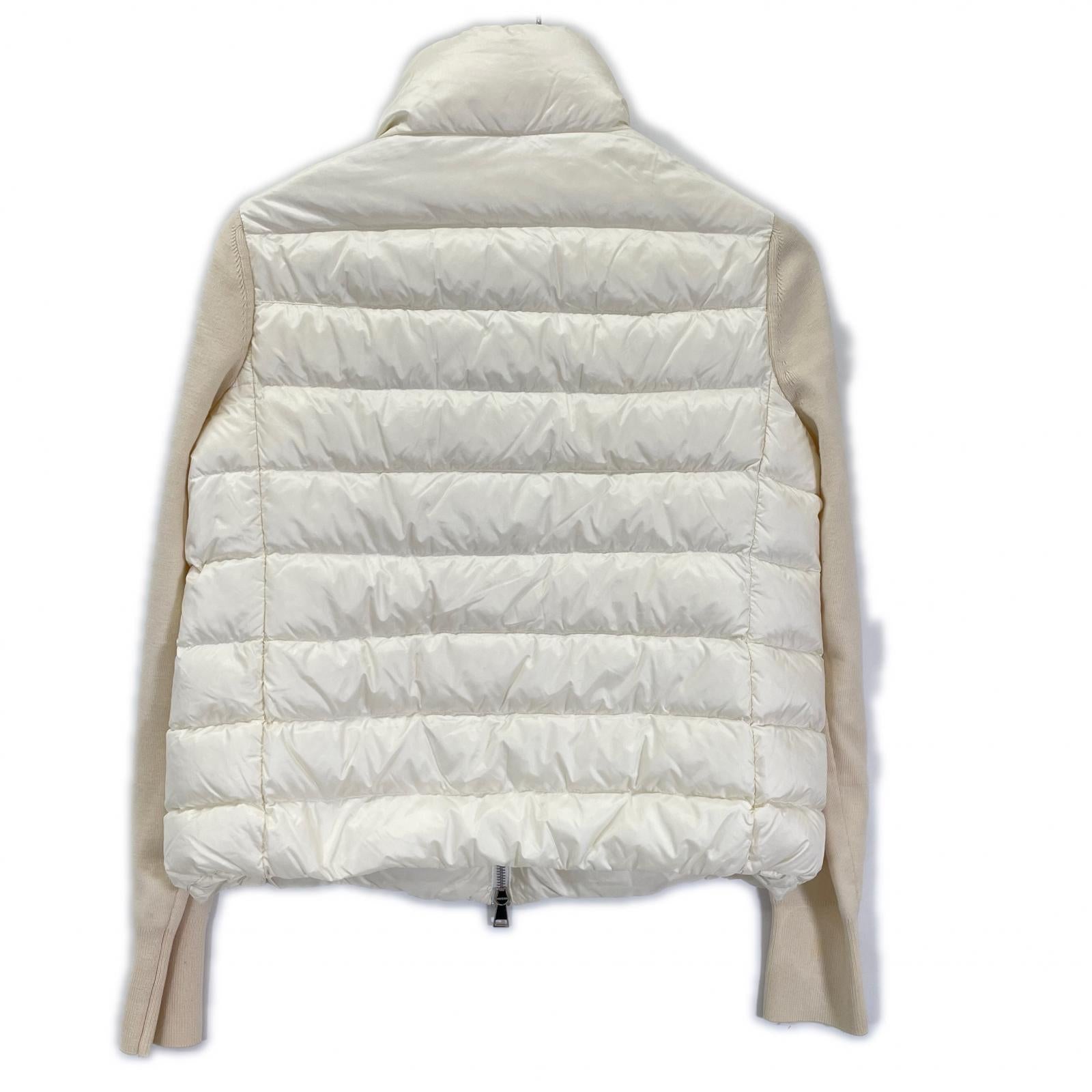 MONCLER モンクレール 21年製 ホワイト ナイロン×ウール 切り替えカーディガン ジャケット