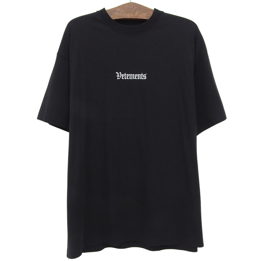 VETEMENTS 维特萌 准新 LOGO刺绣超大款 T恤 上衣 男士 黑色 L 20AW UAH21TR503 上衣