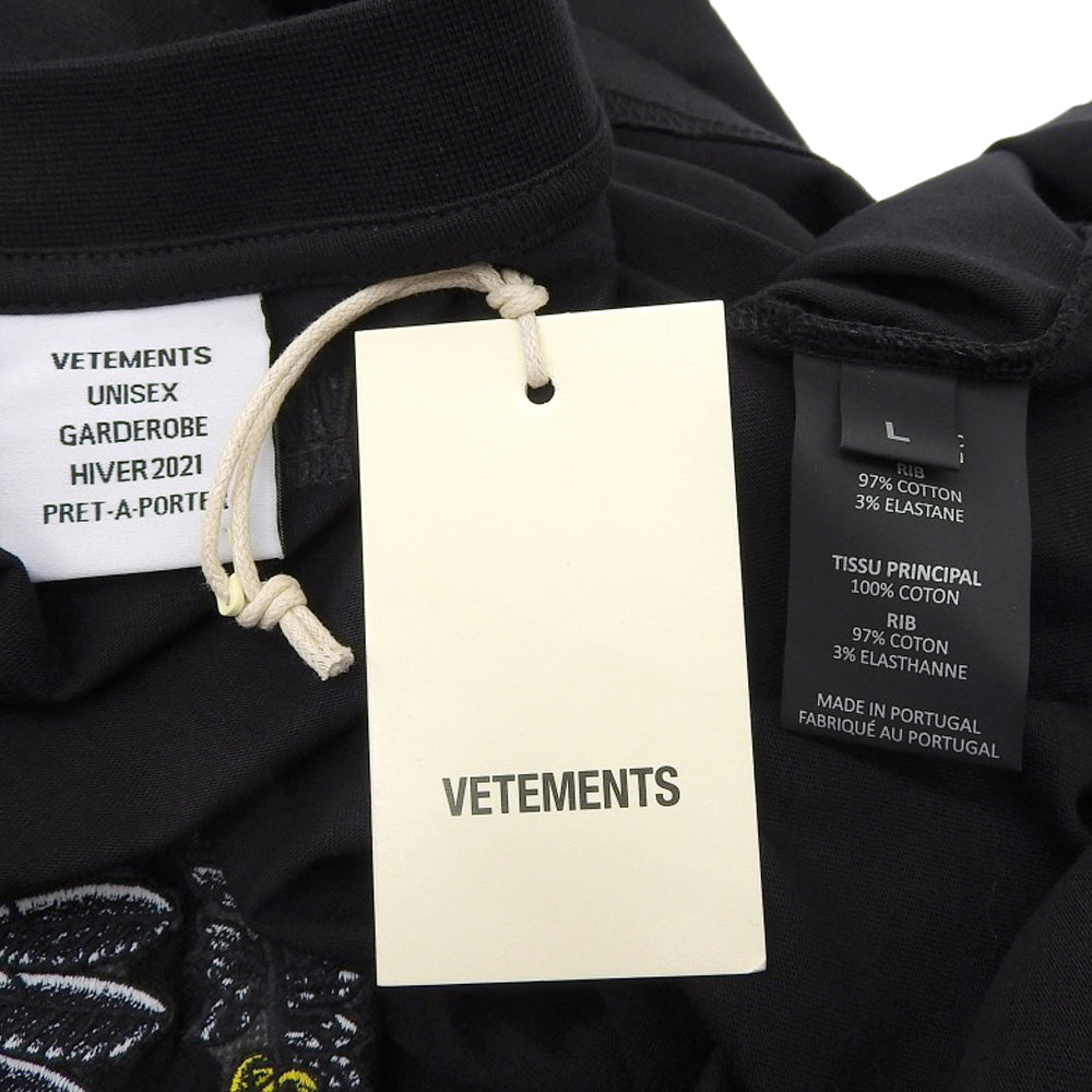 VETEMENTS 维特萌 准新 LOGO刺绣超大款 T恤 上衣 男士 黑色 L 20AW UAH21TR503 上衣
