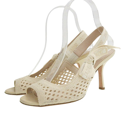 Christian Dior Embroidered Slingback Strap Sandals for Women, Beige, 36D Shoes