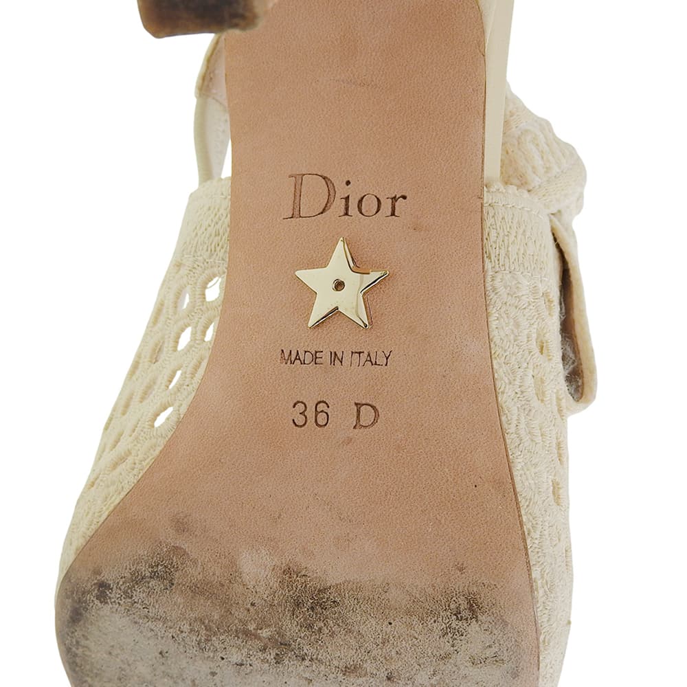 Christian Dior Embroidered Slingback Strap Sandals for Women, Beige, 36D Shoes