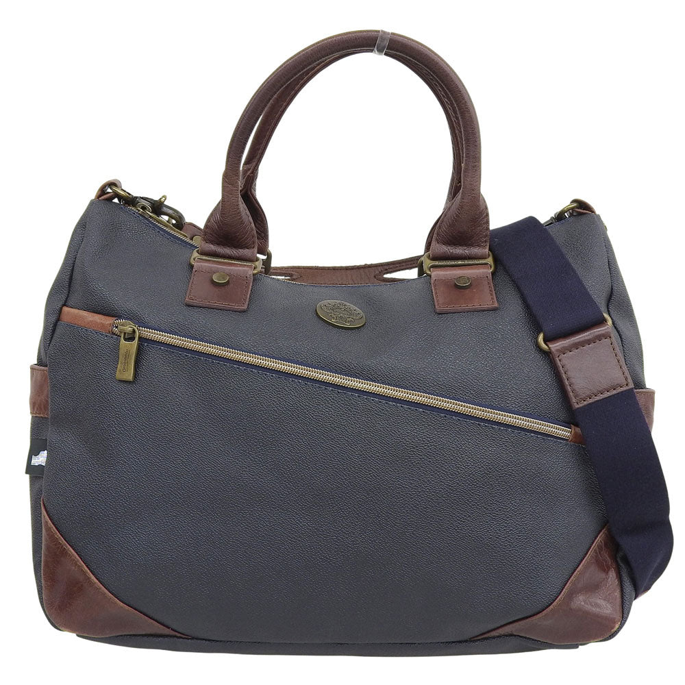 SILVOFFICE Leather 2-Way Bag Men's Navy Handbag Men's