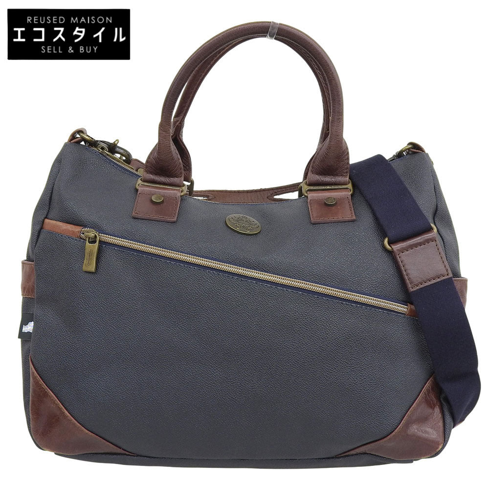 SILVOFFICE Leather 2-Way Bag Men's Navy Handbag Men's
