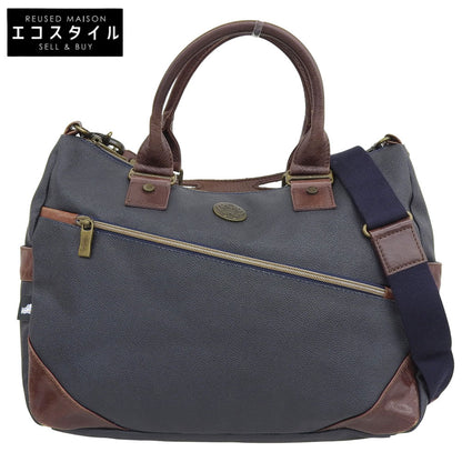 SILVOFFICE Leather 2-Way Bag Men's Navy Handbag Men's