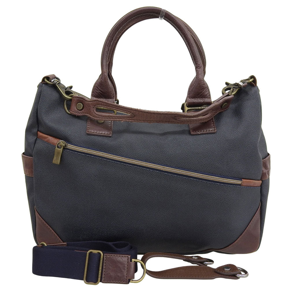 SILVOFFICE Leather 2-Way Bag Men's Navy Handbag Men's