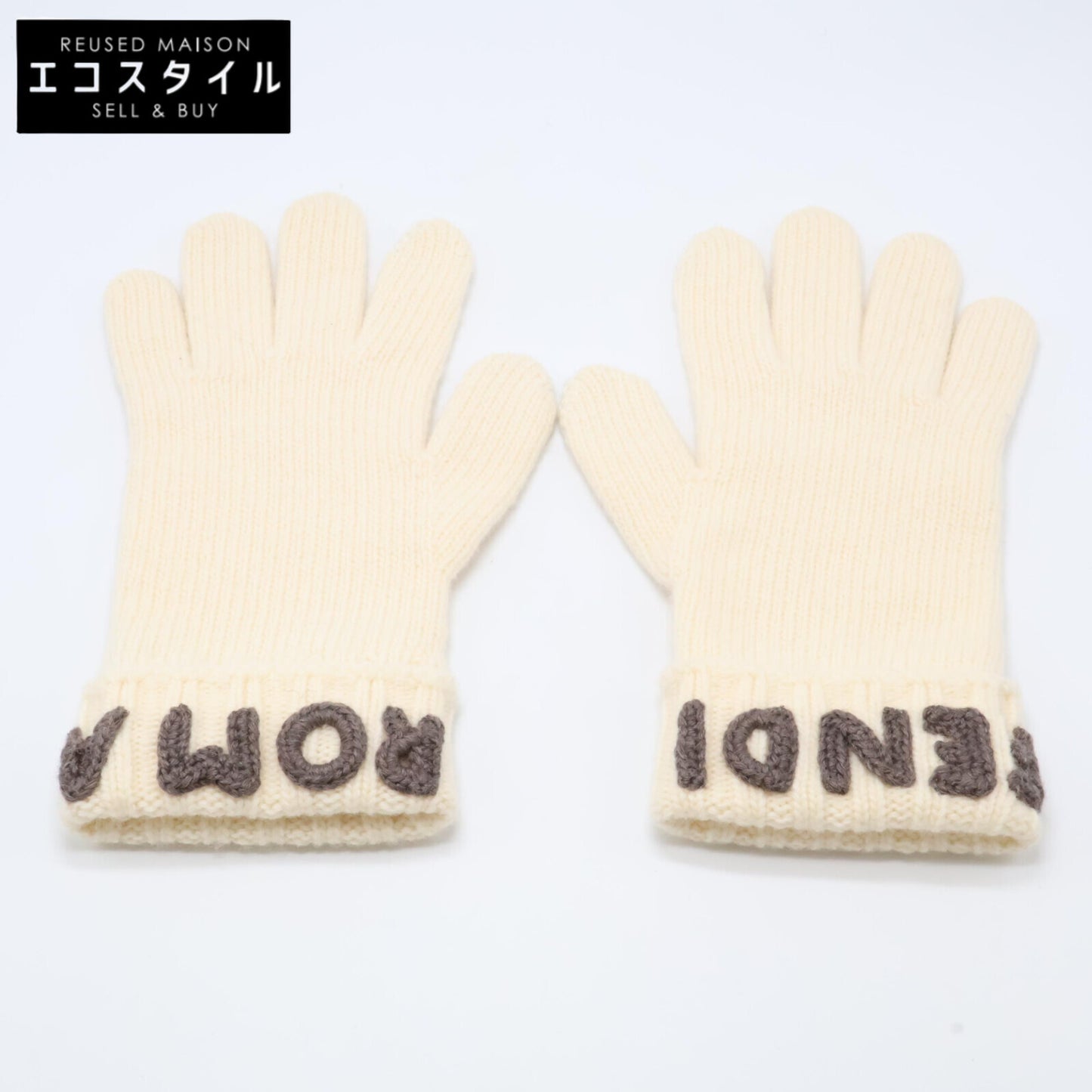 FENDI フェンディ 【美品/国内正規】FXY574 AIX0 ロゴ ウール グローブ