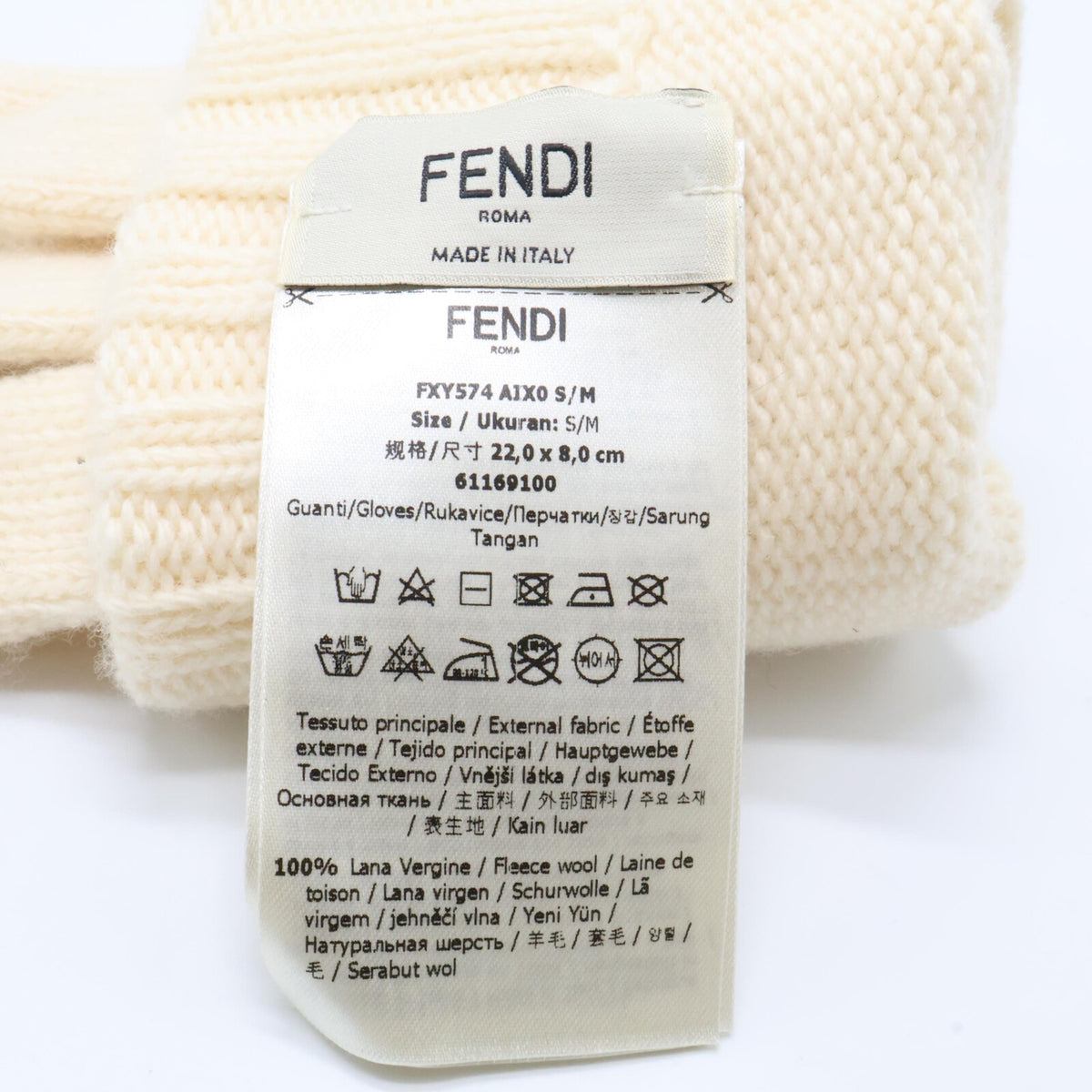 FENDI フェンディ 【美品/国内正規】FXY574 AIX0 ロゴ ウール グローブ