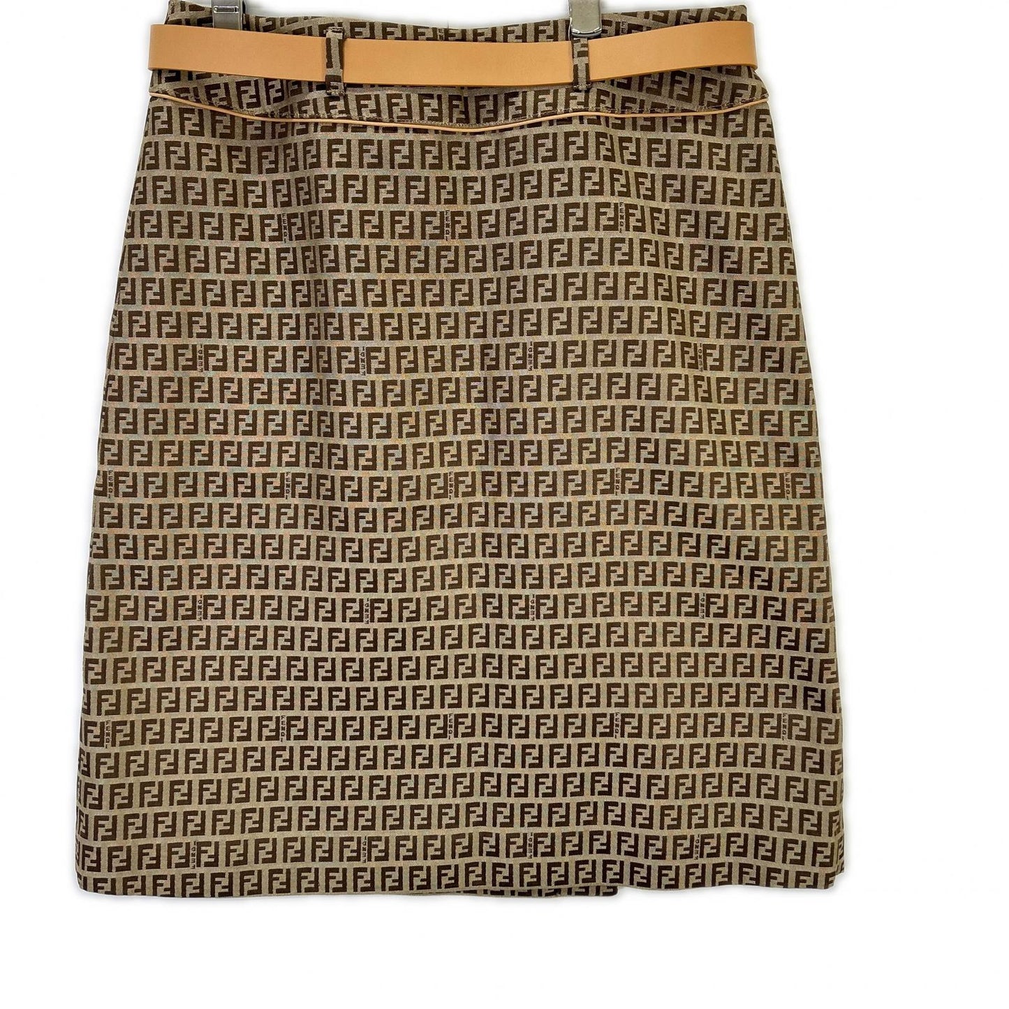 FENDI beige Zucca-patterned belted jacquard wrap skirt skirt