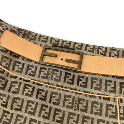 FENDI beige Zucca-patterned belted jacquard wrap skirt skirt
