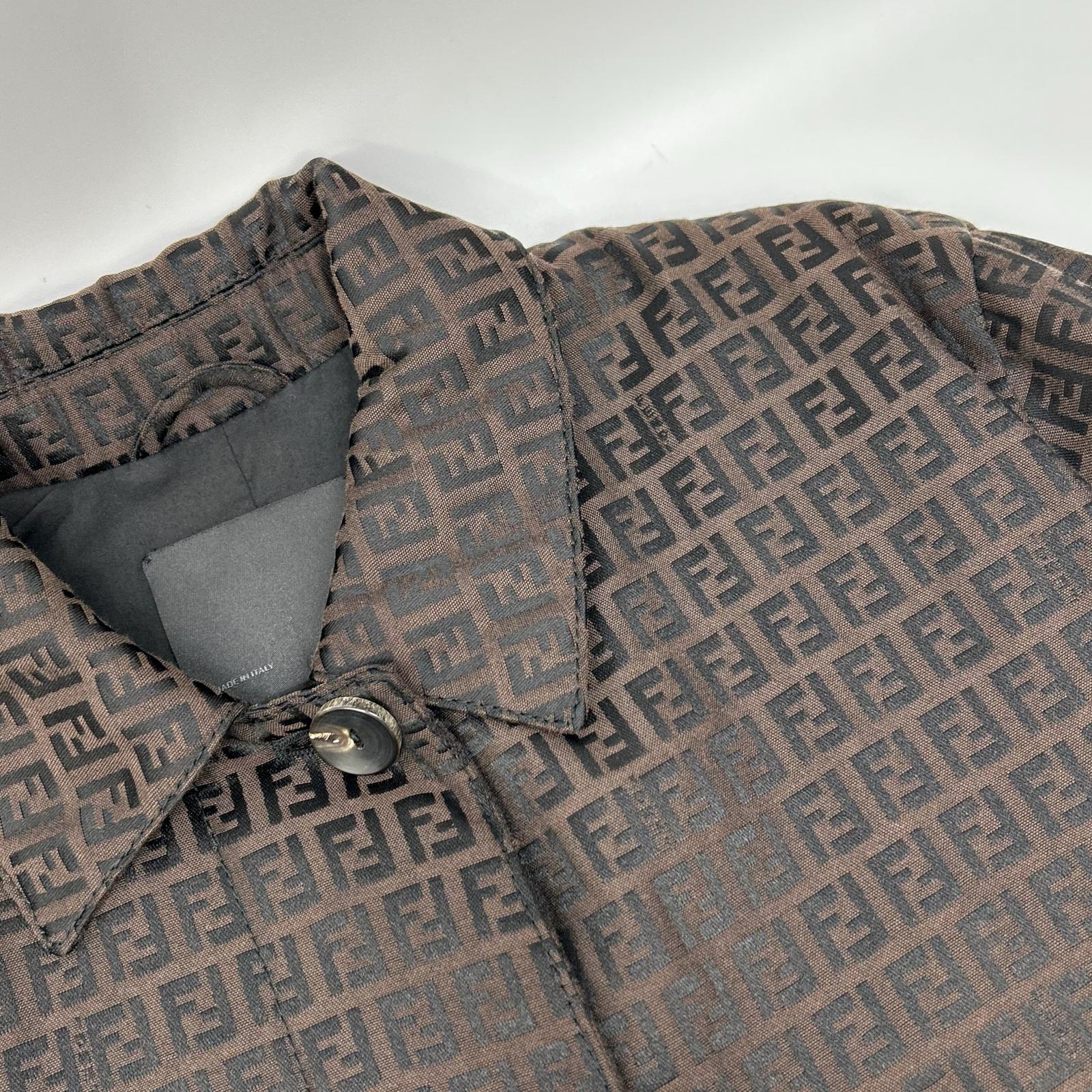 FENDI フェンディ ブラウン ズッカ柄 ベルト付き 比翼コート コート