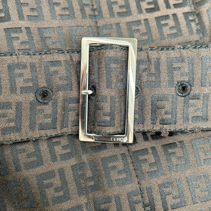 FENDI フェンディ ブラウン ズッカ柄 ベルト付き 比翼コート コート