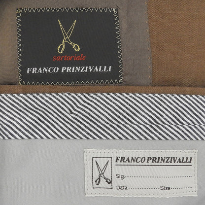 FRANCO PRINZIVALLI フランコプリンツィバァリー 美品 リネン 3P スーツ セットアップ メンズ ブラウン 14年製 スーツ セットアップ