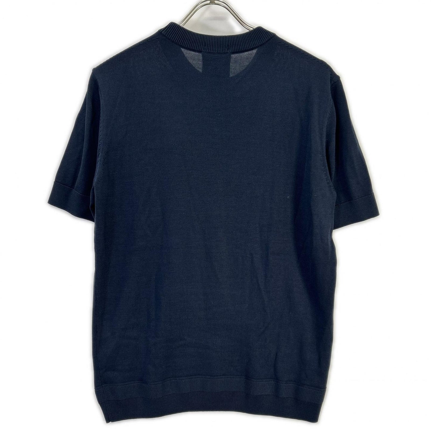 HUGOBOSS ヒューゴボス ネイビー シルク×コットン 半袖ニット トップス