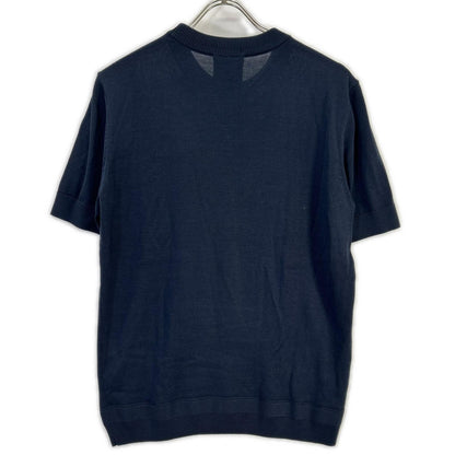 HUGOBOSS ヒューゴボス ネイビー シルク×コットン 半袖ニット トップス