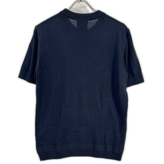 HUGOBOSS ヒューゴボス ネイビー シルク×コットン 半袖ニット トップス