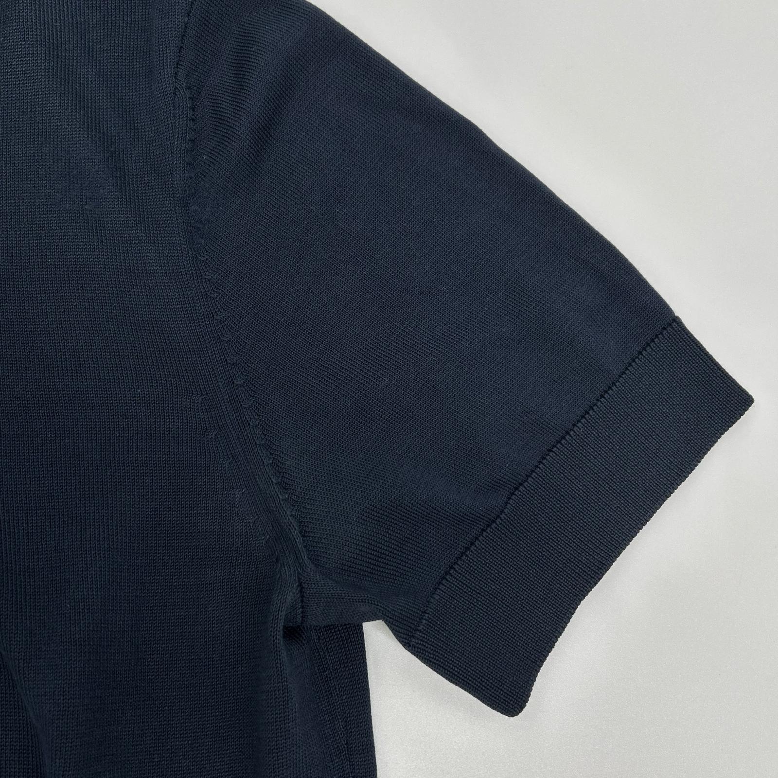 HUGOBOSS ヒューゴボス ネイビー シルク×コットン 半袖ニット トップス