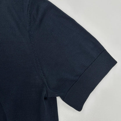 HUGOBOSS ヒューゴボス ネイビー シルク×コットン 半袖ニット トップス
