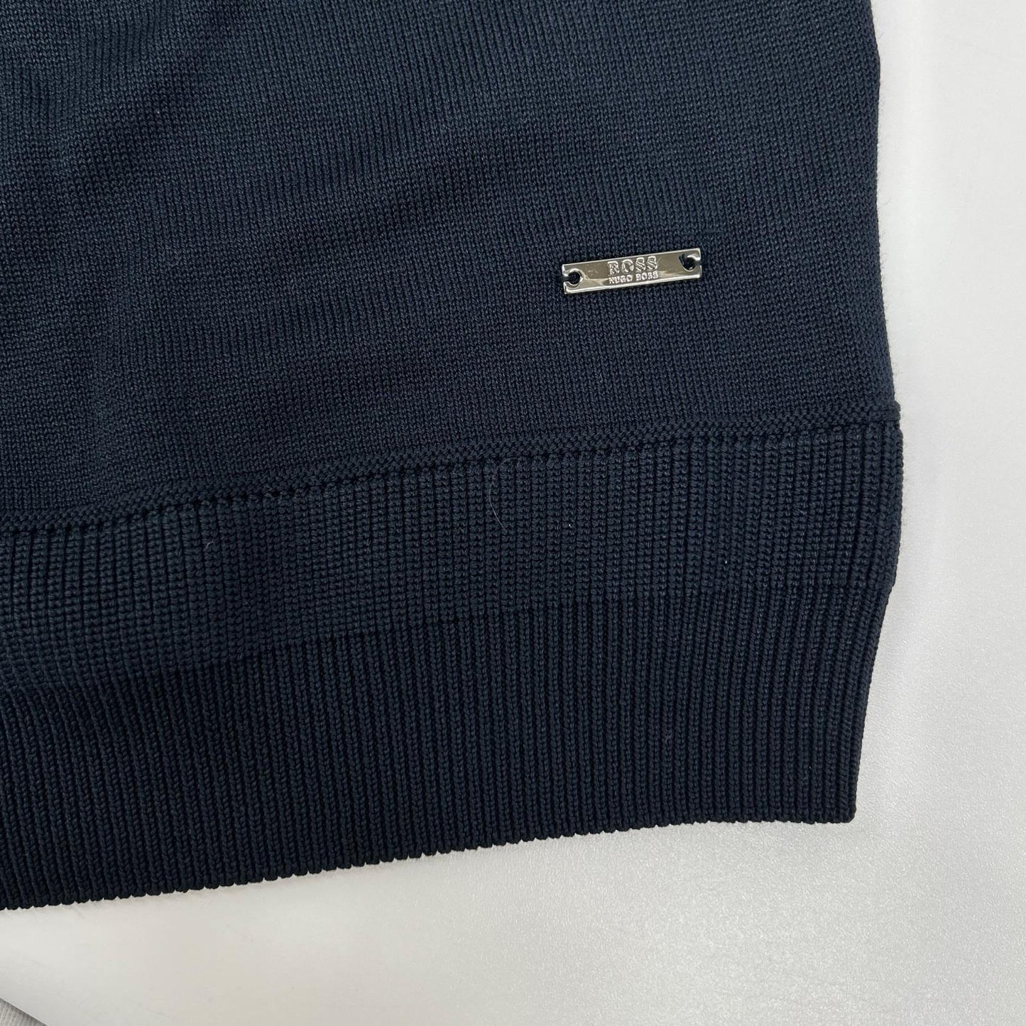 HUGOBOSS ヒューゴボス ネイビー シルク×コットン 半袖ニット トップス