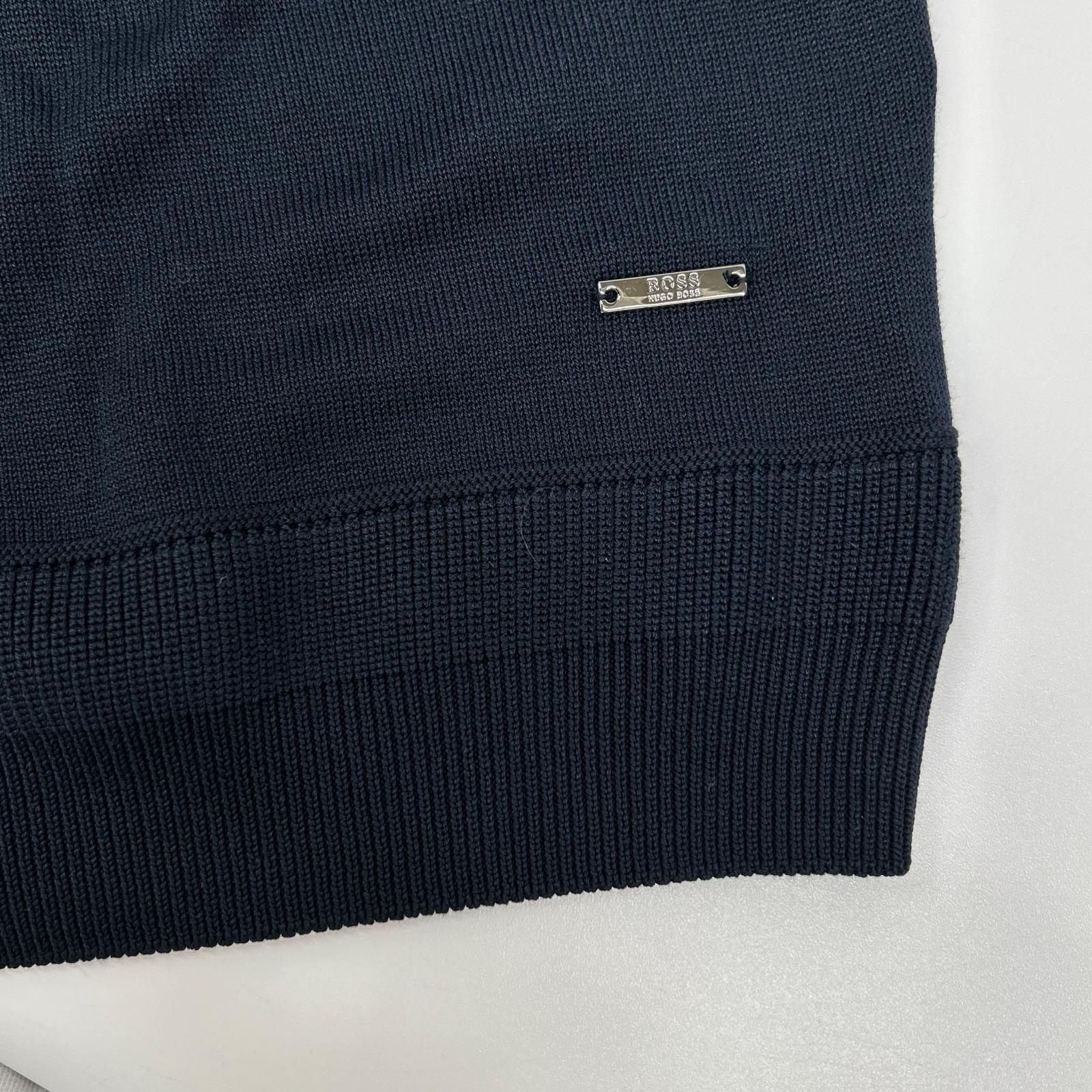HUGOBOSS ヒューゴボス ネイビー シルク×コットン 半袖ニット トップス
