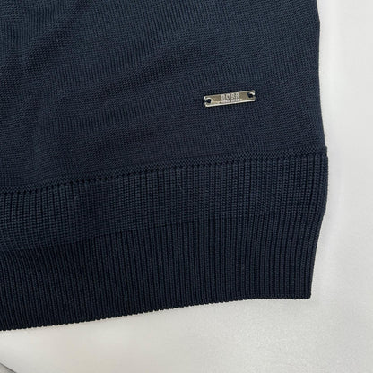 HUGOBOSS ヒューゴボス ネイビー シルク×コットン 半袖ニット トップス