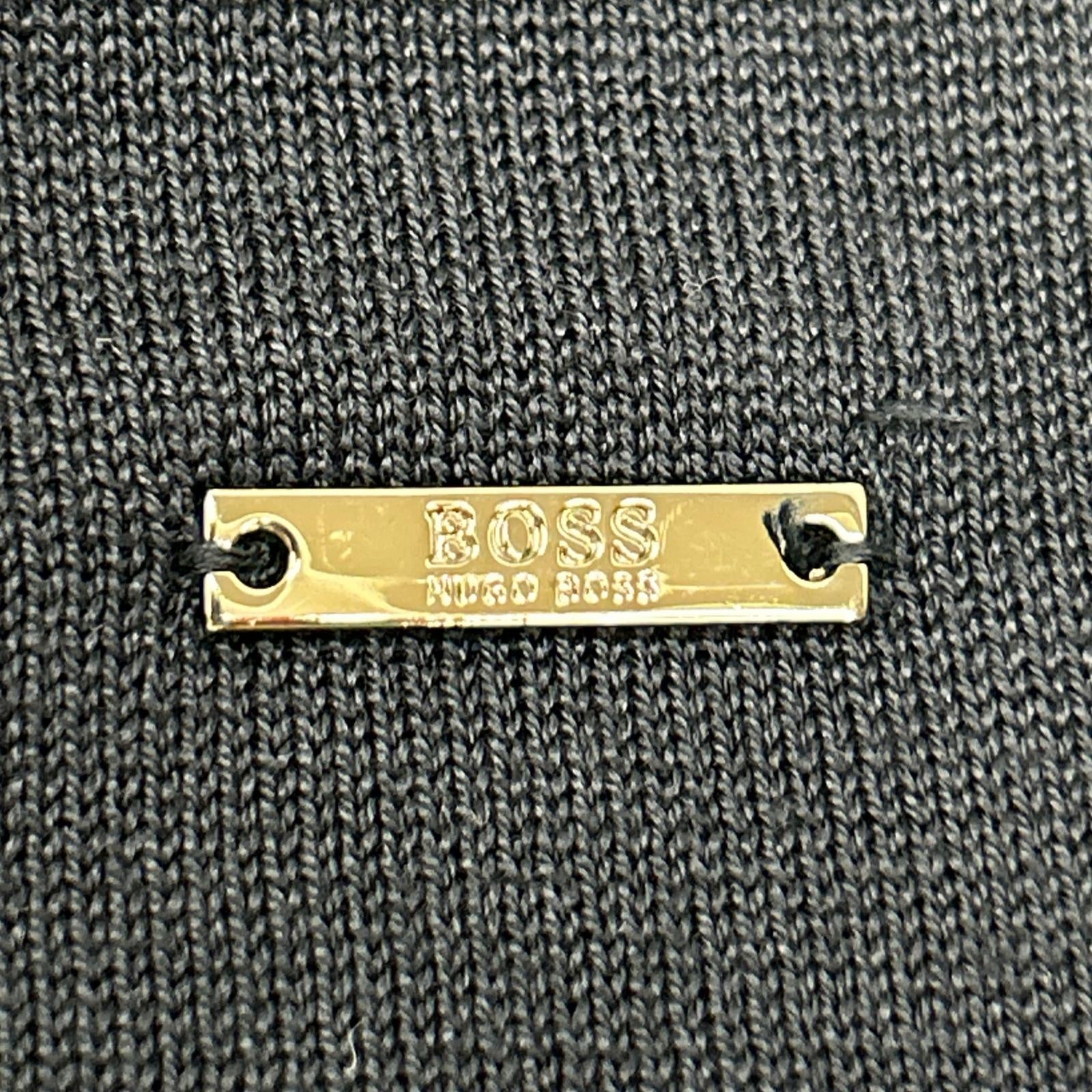 HUGOBOSS ヒューゴボス ネイビー シルク×コットン 半袖ニット トップス