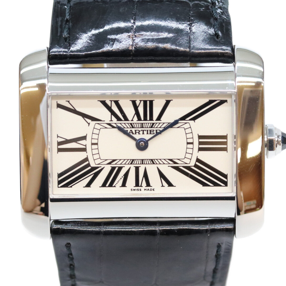 Cartier カルティエ W6300655 ブラック タンク ディヴァン LM クロコ クォーツ時計 腕時計