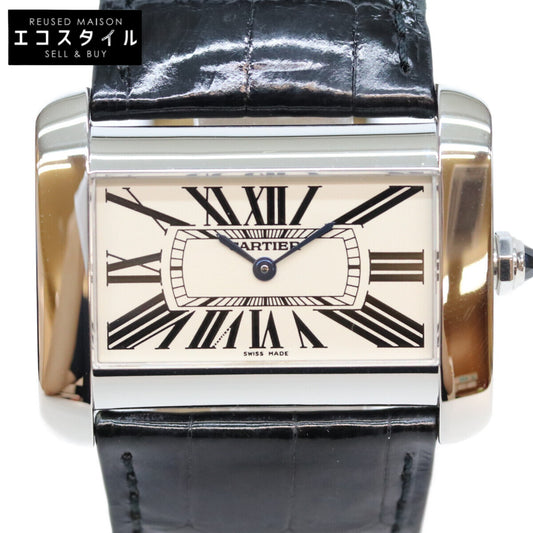 Cartier カルティエ W6300655 ブラック タンク ディヴァン LM クロコ クォーツ時計 腕時計