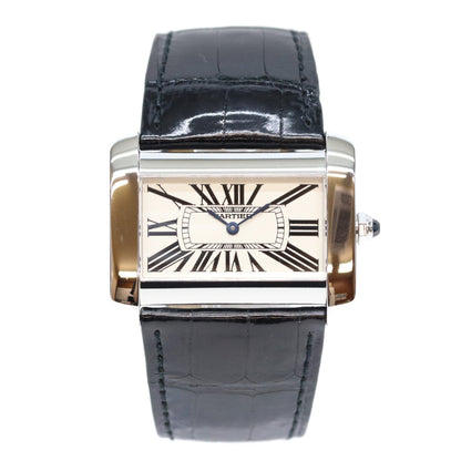 Cartier カルティエ W6300655 ブラック タンク ディヴァン LM クロコ クォーツ時計 腕時計