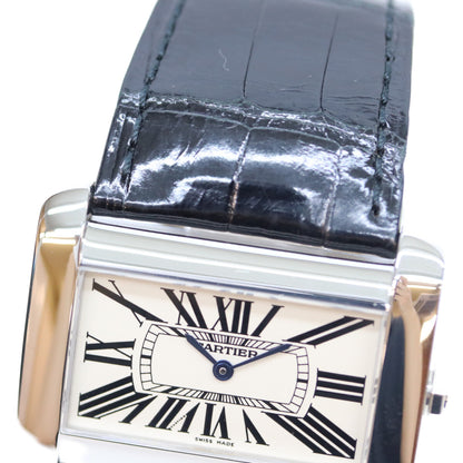 Cartier カルティエ W6300655 ブラック タンク ディヴァン LM クロコ クォーツ時計 腕時計
