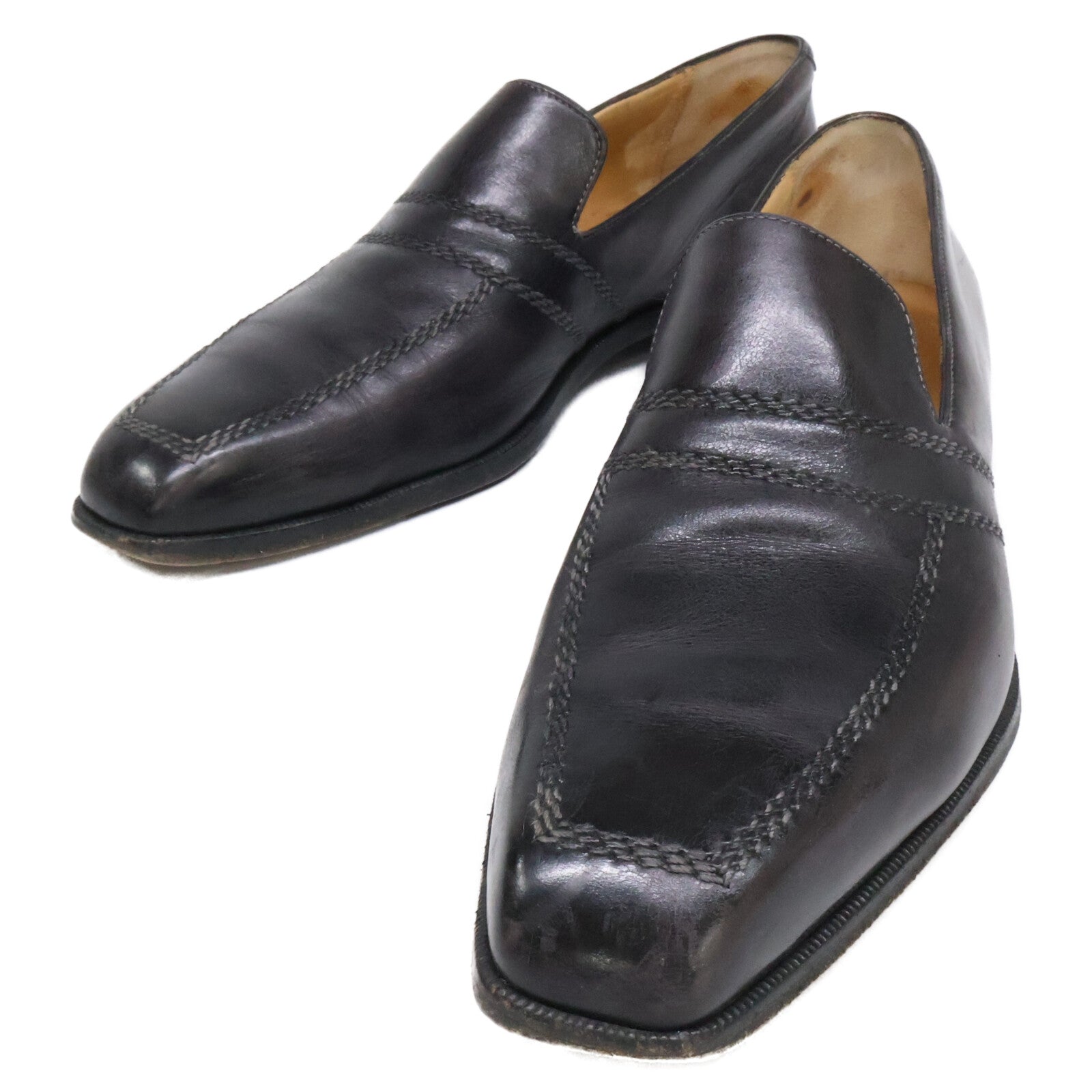 berluti ベルルッティ レザー スクエアトゥ スリッポン シューズ