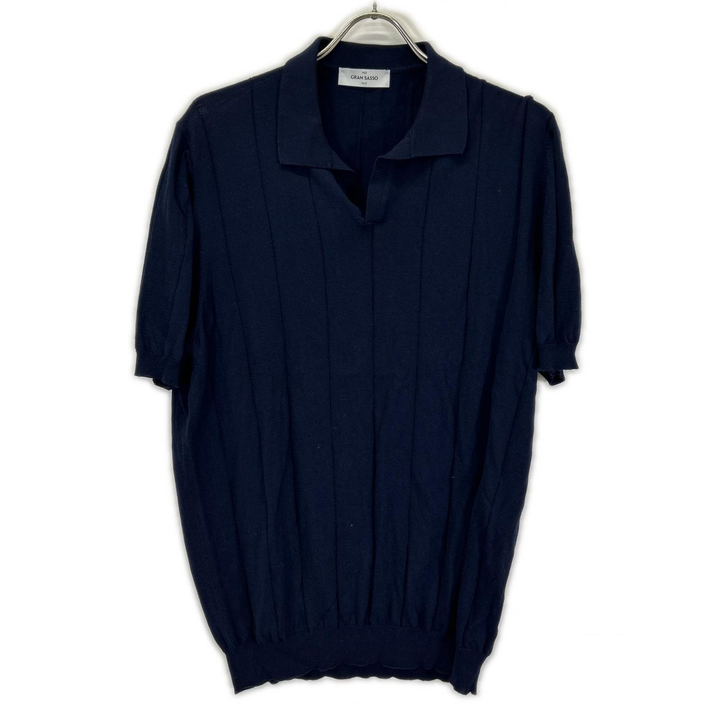 GRAN SASSO グランサッソ ネイビー スキッパー 半袖 ニット トップス