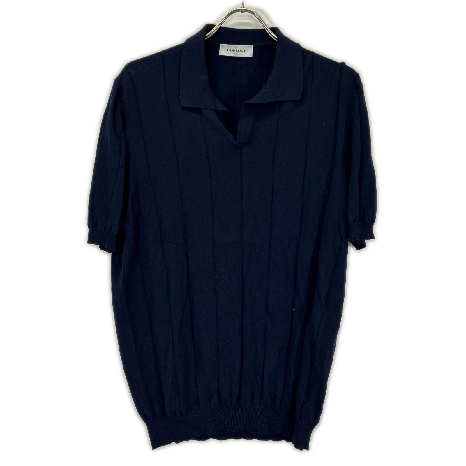 GRAN SASSO グランサッソ ネイビー スキッパー 半袖 ニット トップス