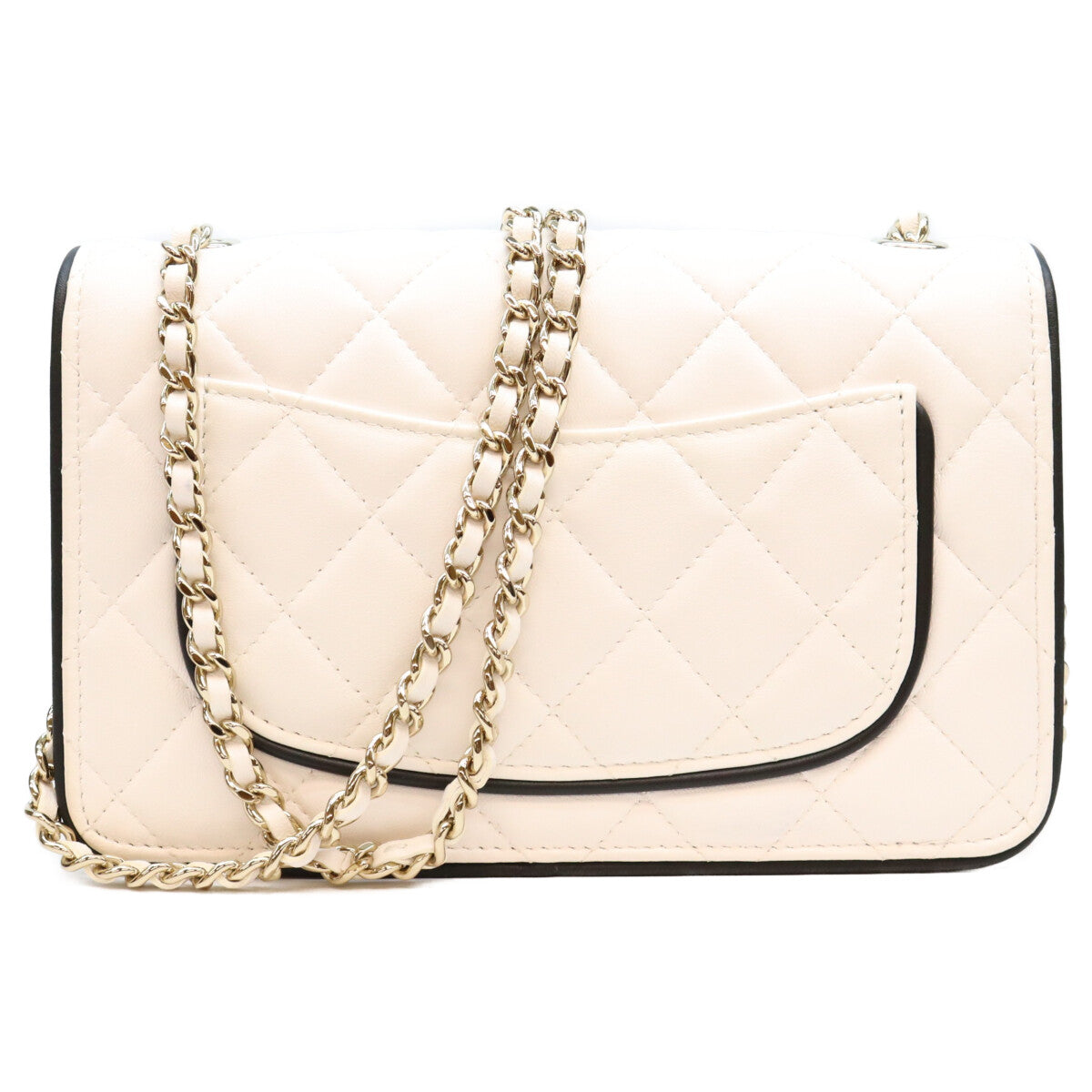 CHANEL シャネル 26SS AP4511 ホワイト×ブラック ラムスキン ゴールド金具 チェーンウォレット ショルダーバッグ