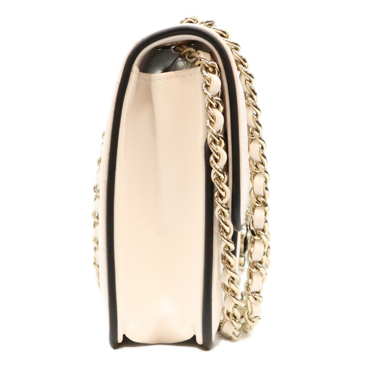 CHANEL シャネル 26SS AP4511 ホワイト×ブラック ラムスキン ゴールド金具 チェーンウォレット ショルダーバッグ