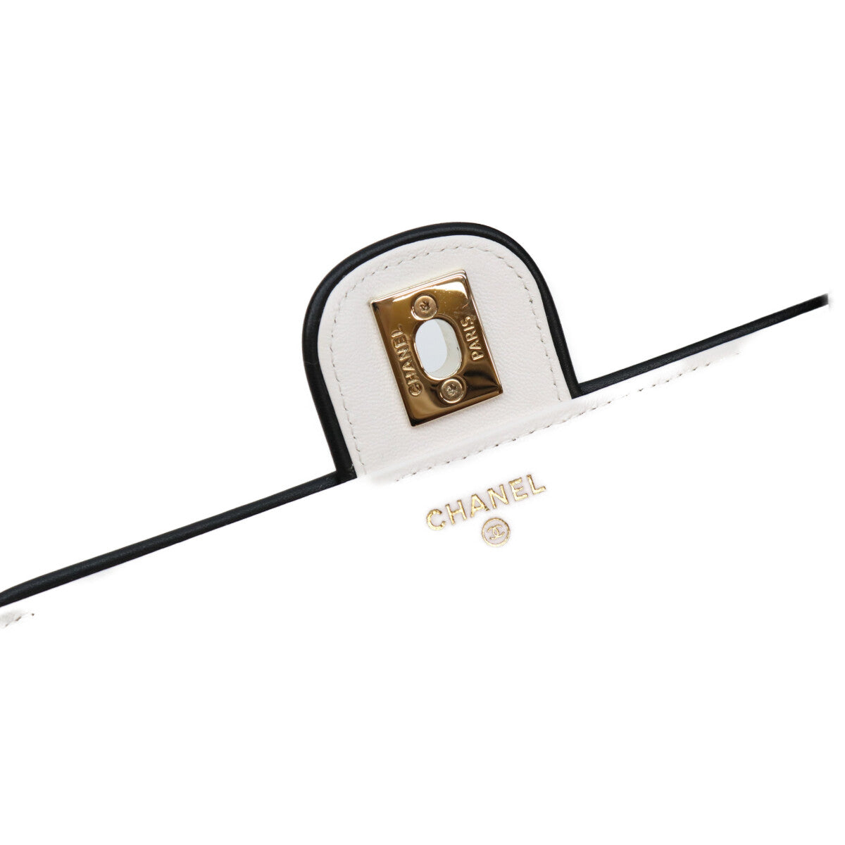 CHANEL シャネル 26SS AP4511 ホワイト×ブラック ラムスキン ゴールド金具 チェーンウォレット ショルダーバッグ