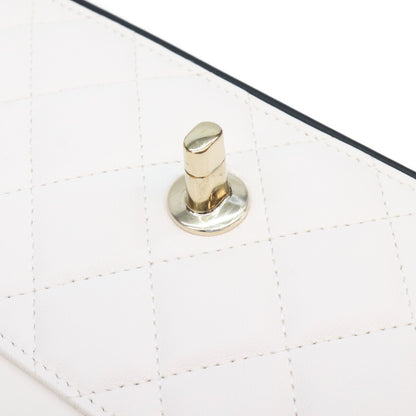 CHANEL シャネル 26SS AP4511 ホワイト×ブラック ラムスキン ゴールド金具 チェーンウォレット ショルダーバッグ