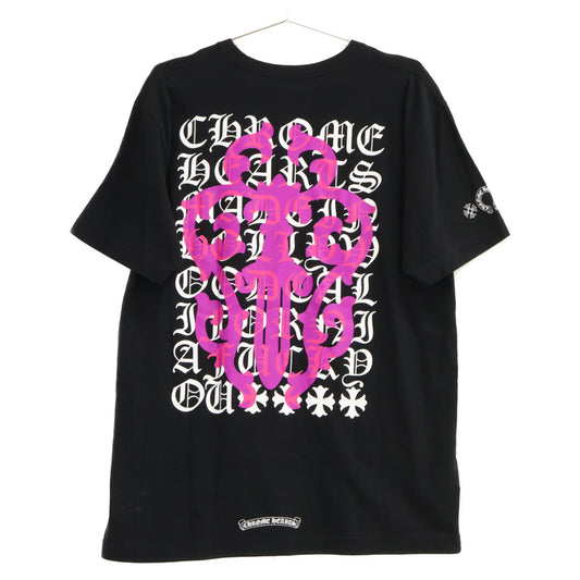 Chrome hearts クロムハーツ ブラック Heart Eye Chart Pink Dagger Tシャツ トップス