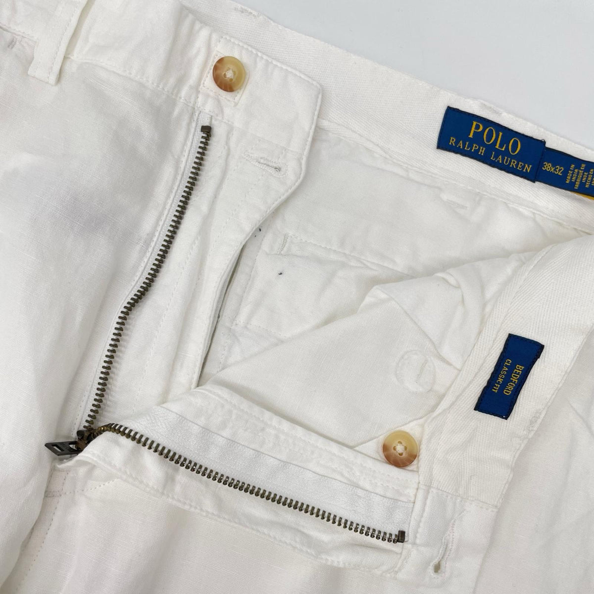 POLObyRalphLauren ポロラルフローレン ホワイト BEDFORD クラシックフィット リネンコットン パンツ ボトムス