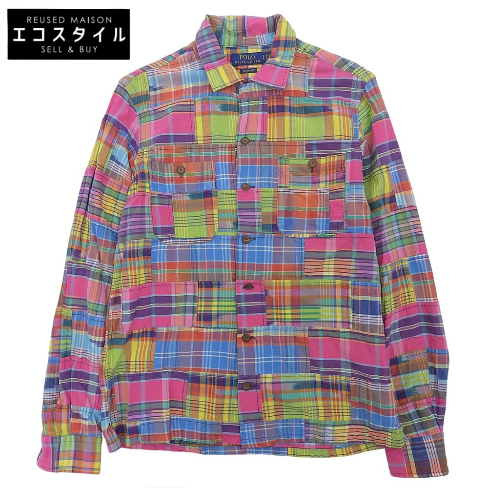 POLO RALPH LAUREN ポロ ラルフローレン コットン パッチワーク オープンカラーシャツ 長袖 トップス メンズ マルチカラー S トップス S