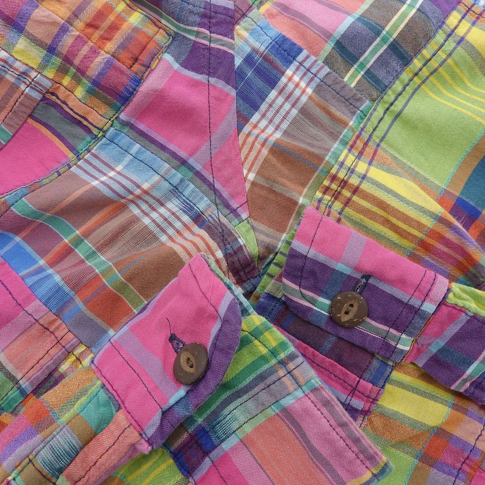 POLO RALPH LAUREN ポロ ラルフローレン コットン パッチワーク オープンカラーシャツ 長袖 トップス メンズ マルチカラー S トップス S