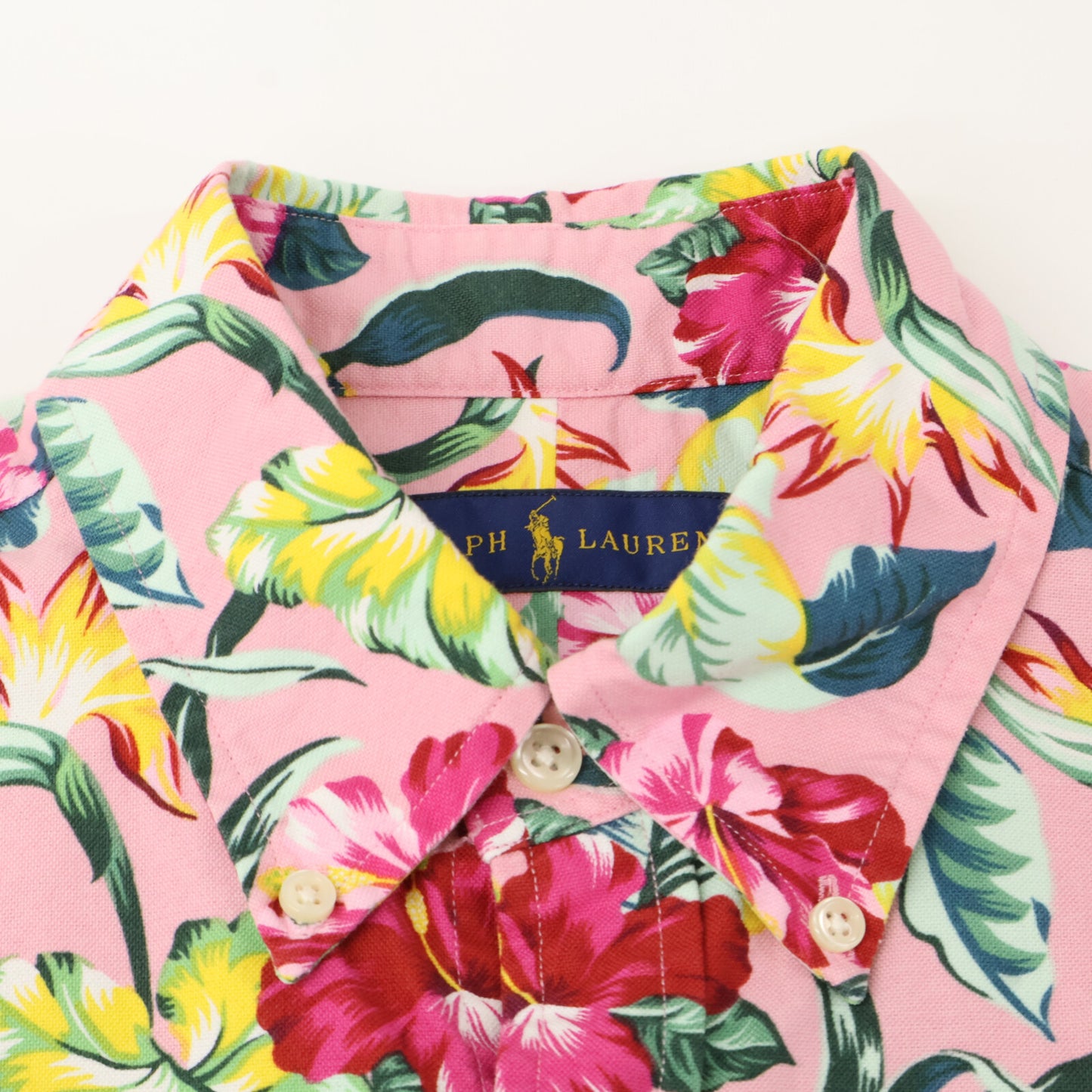 Ralph Lauren Classic Fit Pink Hibiscus Button-Down Short-Sleeve Top S Men's