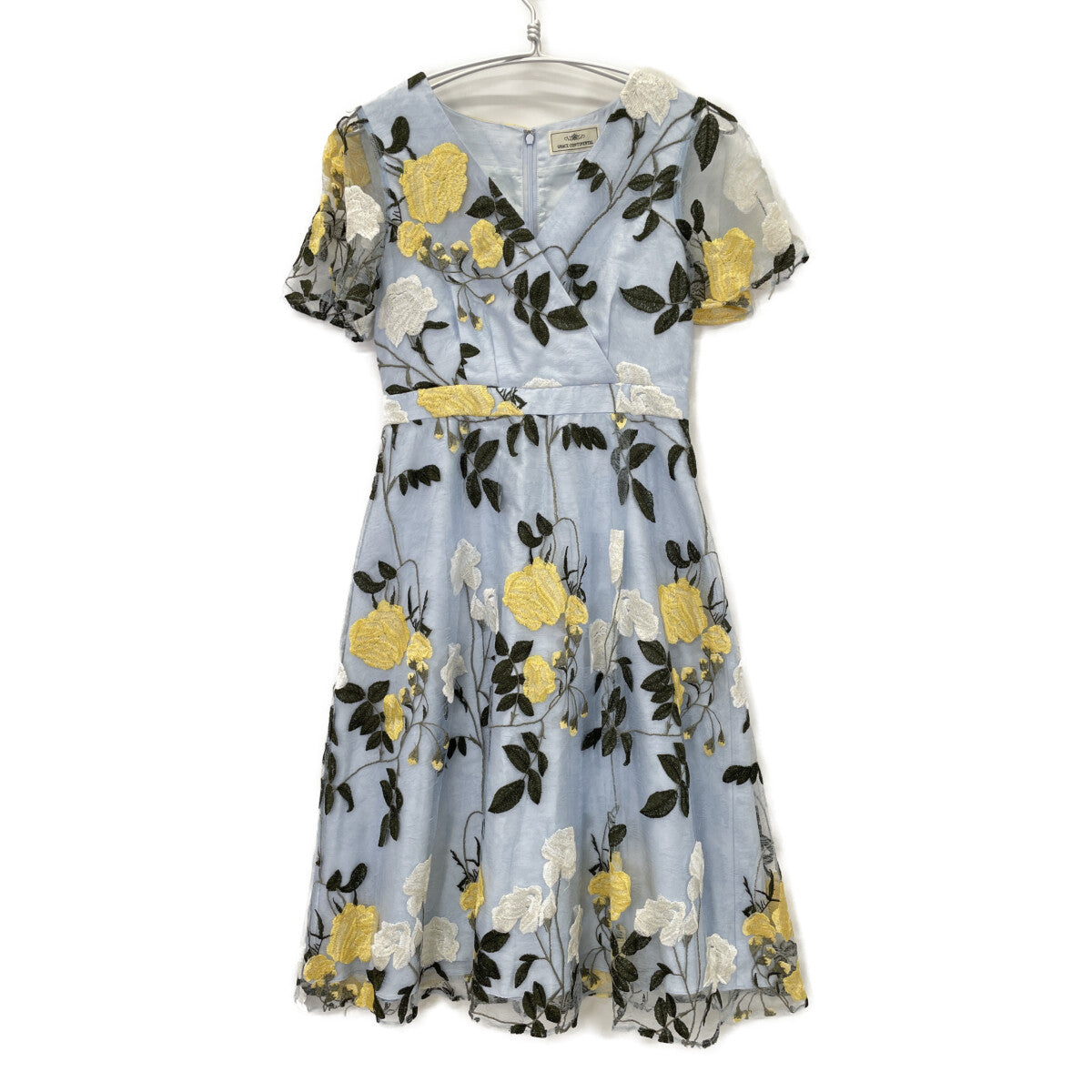 GRACE CONTINENTAL Grace Continental 1823 5054-0 Light Blue Floral Embroidery Lace Dress Dress 34 Women's