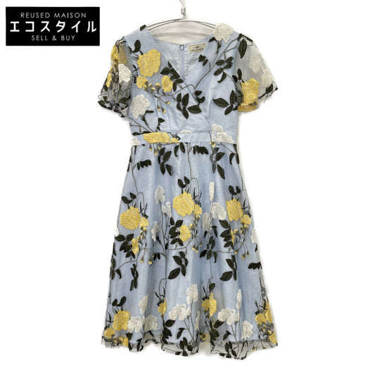 GRACE CONTINENTAL Grace Continental 1823 5054-0 Light Blue Floral Embroidery Lace Dress Dress 34 Women's
