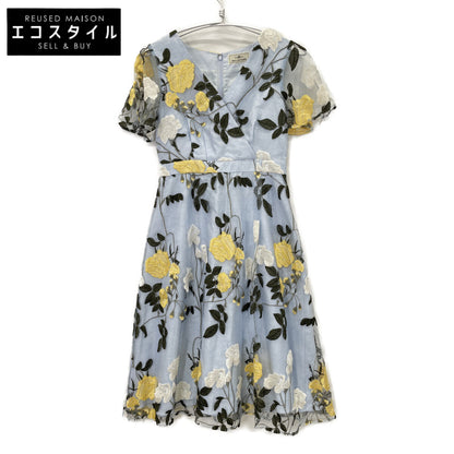 GRACE CONTINENTAL Grace Continental 1823 5054-0 Light Blue Floral Embroidery Lace Dress Dress 34 Women's