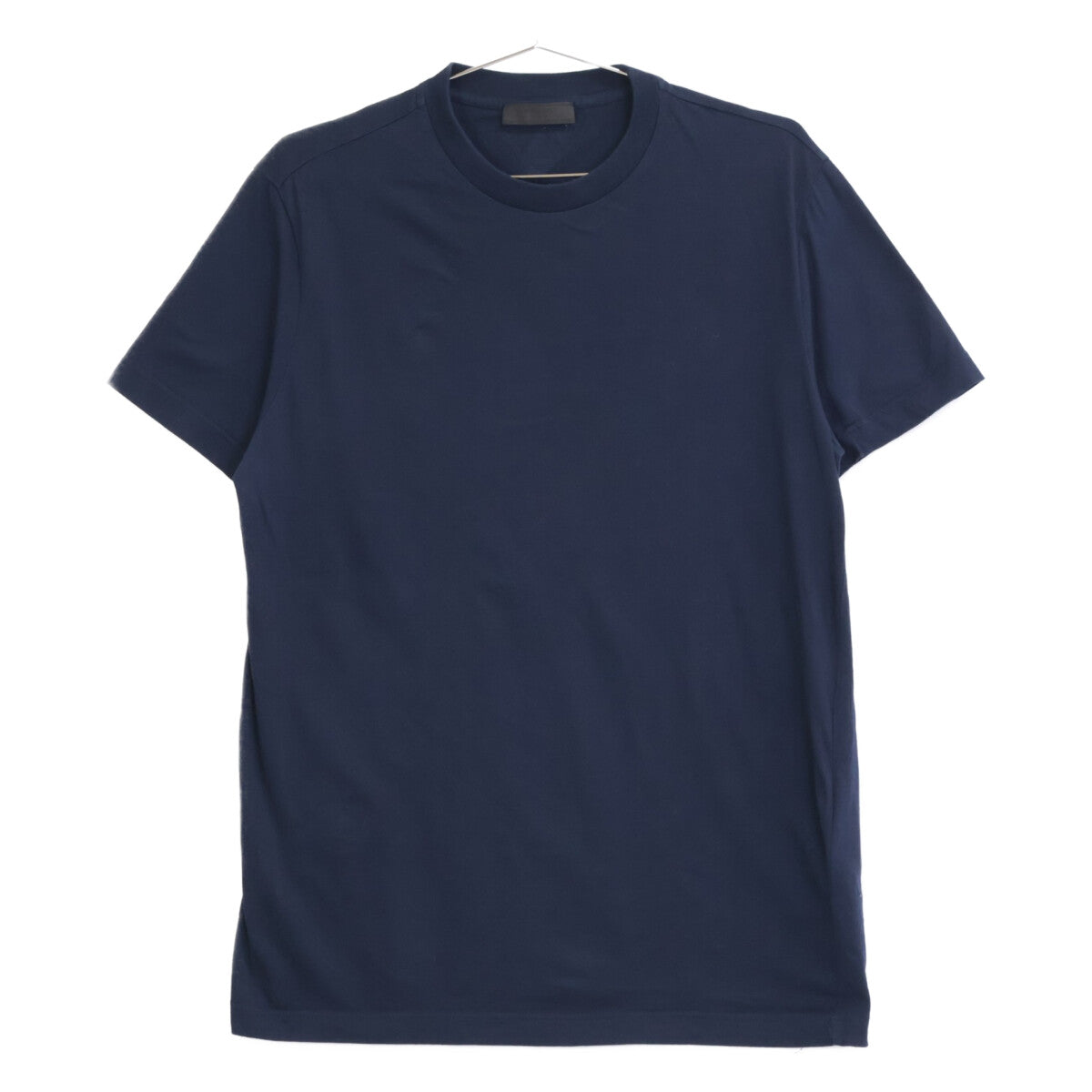 PRADA UMJ492 Navy Triangle Logo Crewneck T-Shirt Top